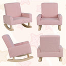 Kids Upholstered Rocking Chair with Wooden Runners – Pink – detail view