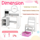 Kids Vanity and Chair with Lighted Mirror and Storage – White, view 4
