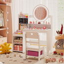 Kids Vanity and Chair with Lighted Mirror and Storage – White, view 6