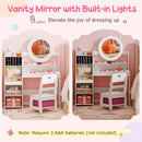 Kids Vanity and Chair with Lighted Mirror and Storage – White, view 7