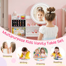 Kids Vanity and Chair with Lighted Mirror and Storage – White, view 10