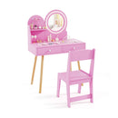Kids Vanity and Chair with Round Lighted Mirror, Pink, view 3