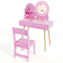 Kids Vanity and Chair with Round Lighted Mirror, Pink, view 4