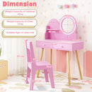 Kids Vanity and Chair with Round Lighted Mirror, Pink, view 5