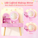 Kids Vanity and Chair with Round Lighted Mirror, Pink, view 8