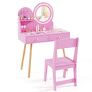Kids Vanity and Chair with Round Lighted Mirror, Pink, view 10