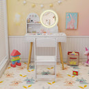 Kids Vanity and Chair with Round Lighted Mirror, White, view 5