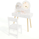 Kids Vanity and Chair with Round Lighted Mirror, White, view 6
