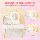 Kids Vanity and Chair with Round Lighted Mirror, White, view 9