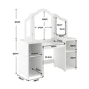 Kids Vanity Table with Tri-Fold Mirror and Four Shelves – table and mirror dimensions
