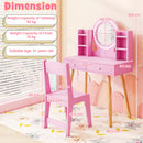 Kids Vanity with Lighted Mirror and Side Shelves, Pink, view 4