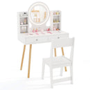 Kids Vanity with Lighted Mirror and Side Shelves, White, view 2