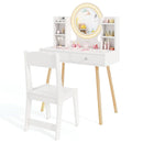 Kids Vanity with Lighted Mirror and Side Shelves, White, view 11