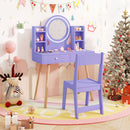 Kids Vanity with Lighted Mirror and Side Shelves, Purple, view 1