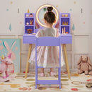 Kids Vanity with Lighted Mirror and Side Shelves, Purple, view 2