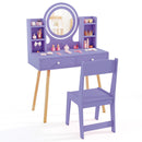 Kids Vanity with Lighted Mirror and Side Shelves, Purple, view 3