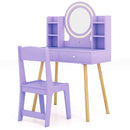 Kids Vanity with Lighted Mirror and Side Shelves, Purple, view 4