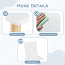 Rounded corners, wipe-clean top and chair backrests