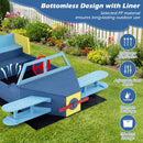 Kids Wooden Aeroplane Sandpit with Bench and Liner – bottomless base and liner