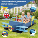 Kids Wooden Aeroplane Sandpit with Bench and Liner – steering wheel and aeroplane details