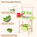 Kids Wooden Gardening Bench with Flowerpots and Watering Can, Natural, view 10