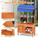Kids Wooden Mud Kitchen with Canopy and Planting Cups, Natural, view 6