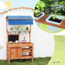 Kids Wooden Mud Kitchen with Canopy and Planting Cups, Natural, view 7