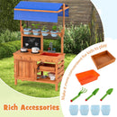 Kids Wooden Mud Kitchen with Canopy and Planting Cups, Natural, view 9