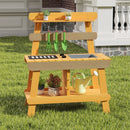 Kids Wooden Mud Kitchen with Pretend Grill and Garden Tools – Yellow product view 1