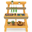 Kids Wooden Mud Kitchen with Pretend Grill and Garden Tools – Yellow product view 2