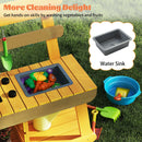 Kids Wooden Mud Kitchen with Pretend Grill and Garden Tools – Yellow product view 6