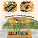 Kids Wooden Mud Kitchen with Pretend Grill and Garden Tools – Yellow product view 7