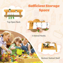 Kids Wooden Mud Kitchen with Pretend Grill and Garden Tools – Yellow product view 9