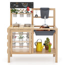 Kids Wooden Mud Kitchen with Water Tap and Planting Pots, Natural, view 4