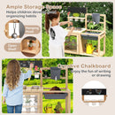 Kids Wooden Mud Kitchen with Water Tap and Planting Pots, Natural, view 7