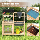 Kids Wooden Mud Kitchen with Water Tap and Planting Pots, Natural, view 8