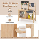 Kids Wooden Mud Kitchen with Water Tap and Planting Pots, Natural, view 10