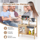 Kids Wooden Mud Kitchen with Water Tap and Planting Pots, Natural, view 12