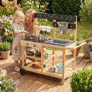 Kids Wooden Mud Kitchen with Wheels and Planter Cups, Natural, view 2