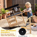 Kids Wooden Mud Kitchen with Wheels and Planter Cups, Natural, view 11