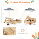 Kids Wooden Sandpit and Picnic Table with Umbrella – dimensions and load limits