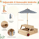 Kids Wooden Sandpit and Picnic Table with Umbrella – removable adjustable umbrella