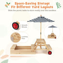 Kids Wooden Sandpit and Picnic Table with Umbrella – sliding storage and locking pins