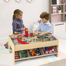 Kids Wooden Train Table with 94 Accessories and Storage Bins, Grey, view 1