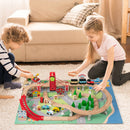 Kids Wooden Train Table with 94 Accessories and Storage Bins, Grey, view 2