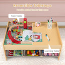 Kids Wooden Train Table with 94 Accessories and Storage Bins, Grey, view 5