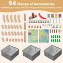 Kids Wooden Train Table with 94 Accessories and Storage Bins, Grey, view 7