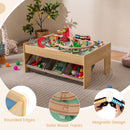 Kids Wooden Train Table with 94 Accessories and Storage Bins, Grey, view 10