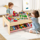 Kids Wooden Train Table with 94 Accessories and Storage Bins, Red, view 1