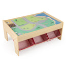 Kids Wooden Train Table with 94 Accessories and Storage Bins, Red, view 3